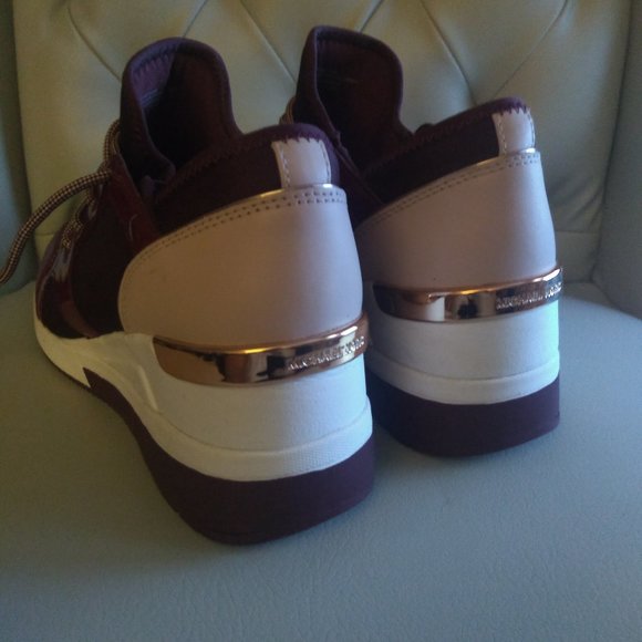 Michael Kors Liv Trainer Wedge Platform Sneakers Oxblood Size 8 - Picture 9 of 14